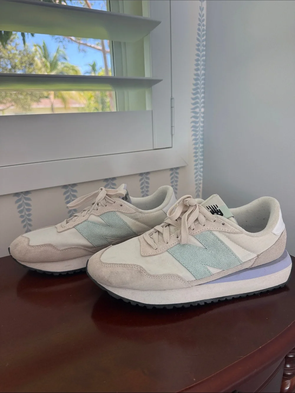 New Balance Women’s 237 Retro Sneakers in Mint and Cream